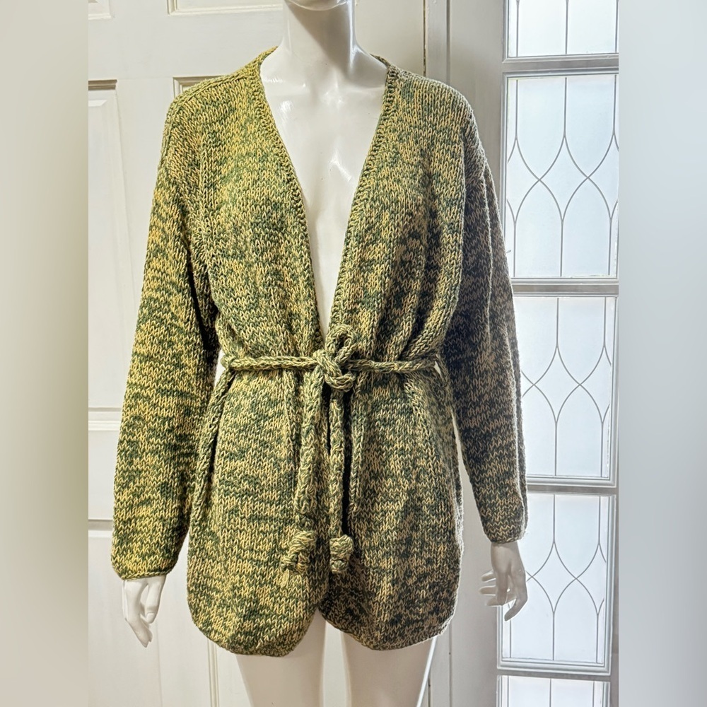 Unbranded 100% Cotton Vintage Green Knit Women's Long Sleeved Sweater